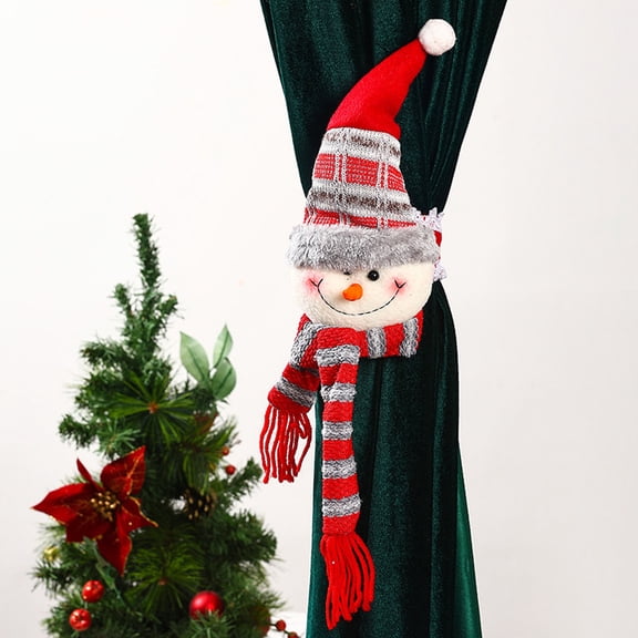 VVQ Christmas Curtain Clasps Santa Claus, Festive Window Scene Layout Cartoon Doll Clips, Cute Durable Leather Curtain Buckle for Holiday Decoration Home Office Shop