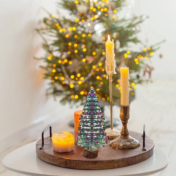 VVQ Christmas Mini Desktop Decoration Tree, DIY Needle Tree Decoration with Cones Berries, Small White Cedar Christmas Tree for Home Office Party 12 Inch