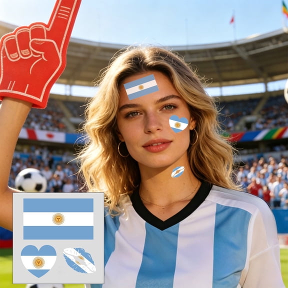 VVQ Country Flag Face Tattoos Stickers, Waterproof Long Lasting Temporary Decals for Football Matches Sports Events, Non-Irritating Reusable Patriotic Face Art for Themed Parties Game Day