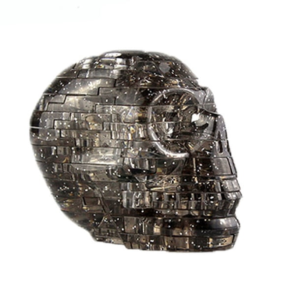 VVQ Crystal Puzzle Skull, 50pcs 3D Clear Model DIY Gadget Building Gift, Brain Teaser Blocks Puzzle for Adults Desk Decor, Gray