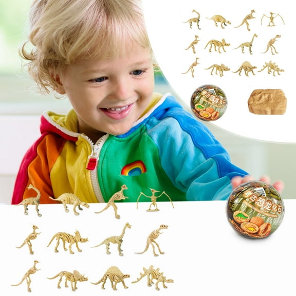 VVQ Dinosaur Fossil Dig Kit with 12 Copper Beasts Skeletons, Dinosaur Eggs Excavation for Educational Science, Archaeological Digging for Hands-On Learning