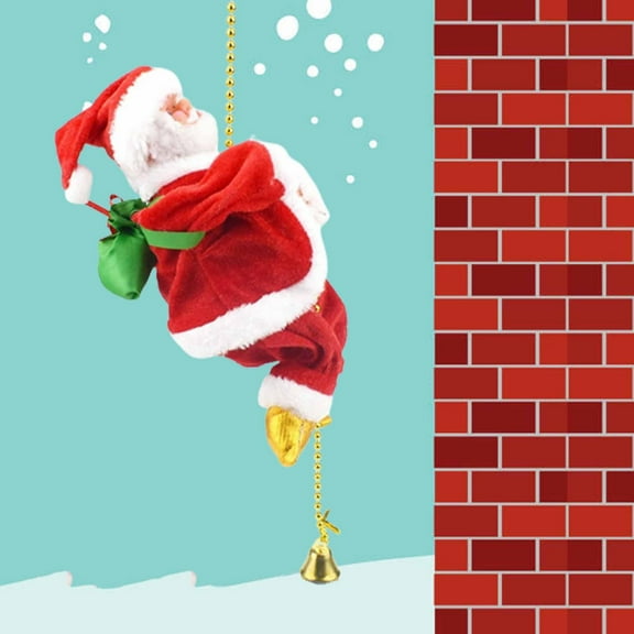 VVQ Electric Chimney Climbing Santa Claus Musical, Climbing Santa Rope for Christmas Decoration, Santa Claus Climbing Rope Ladder