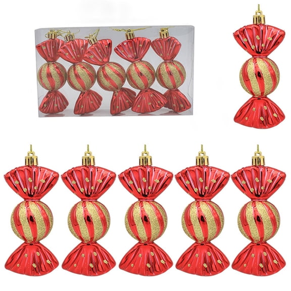 VVQ Electroplating Christmas Candy Props, Festive Tree Pendants for Holiday Decor, Christmas Candy Decoration for Window Counter Display 5 Pcs 7.8x4.5x1.5 in