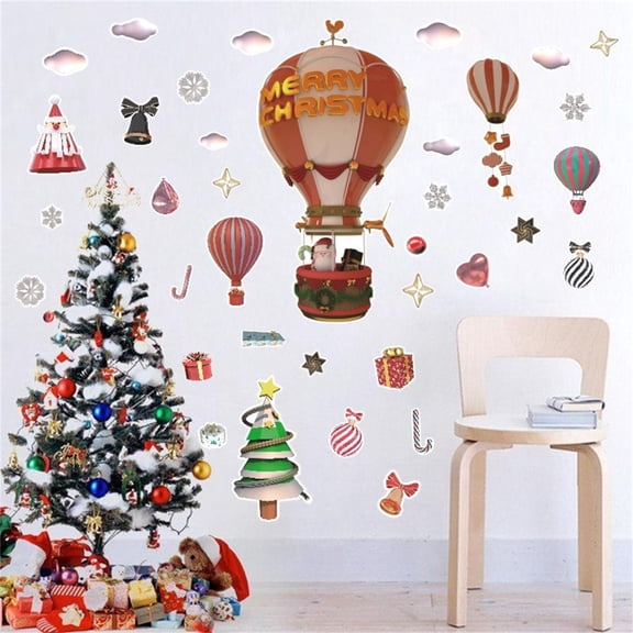 VVQ Extra Thick PVC Christmas Wall Stickers, Festive Star Living Room Decorative Wallpaper, Christmas Eve Window Sticker for Party Shop Home Decoration
