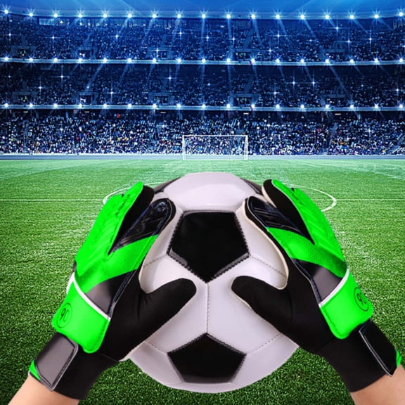 VVQ Football Goalkeeper Gloves Rubber Wallop Proof, Youth Soccer Goalie Gloves Hand Protection for Practice, Durable Cloth Goal Keeper Gloves for Training, Green