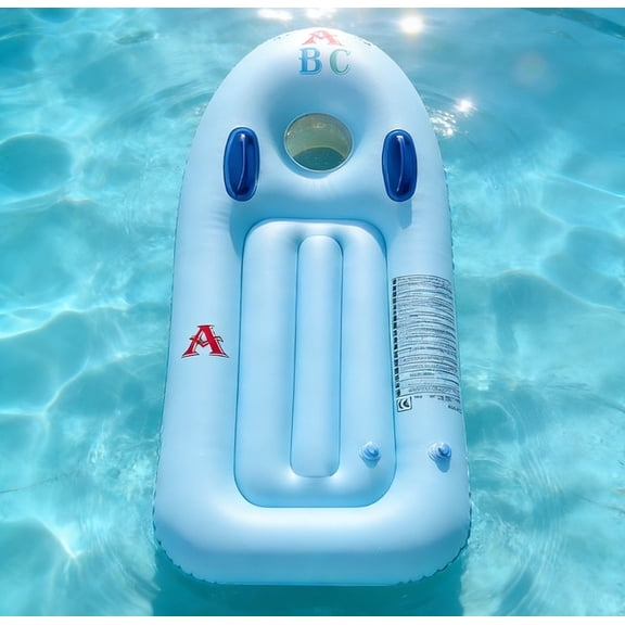 VVQ Inflatable Surfboard, Thickened PVC Pool Surfboard with Double Handles, Easy Inflate Deflate Swim Board for Beach Lake Water Sports, Blue