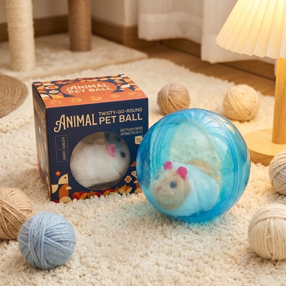 VVQ Interactive Self-Rolling Cat, Obstacle Avoidance Rolling Ball for Indoor Cats, Automatic Motion Cat with Realistic Mouse Inside