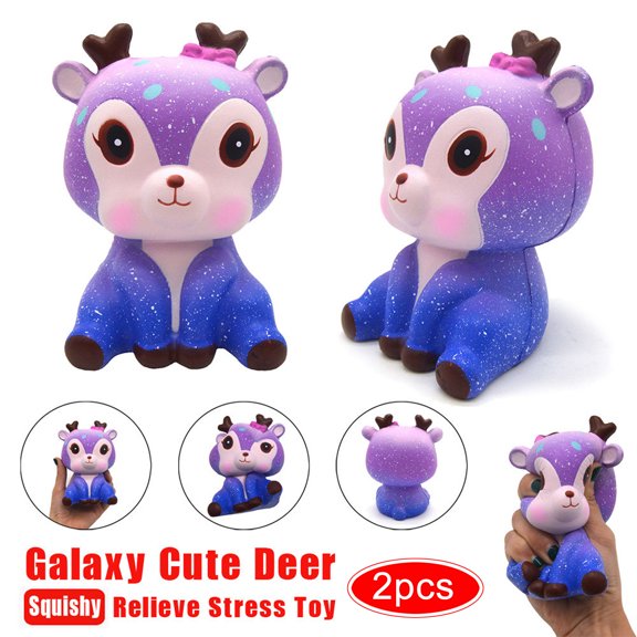 VVQ Kawaii Deer Slow Rising Stress Reliever, Cream Scented Soft Plush for Christmas Gifts, Cute Collectible Phone Strap Keychain for Anxiety Relief
