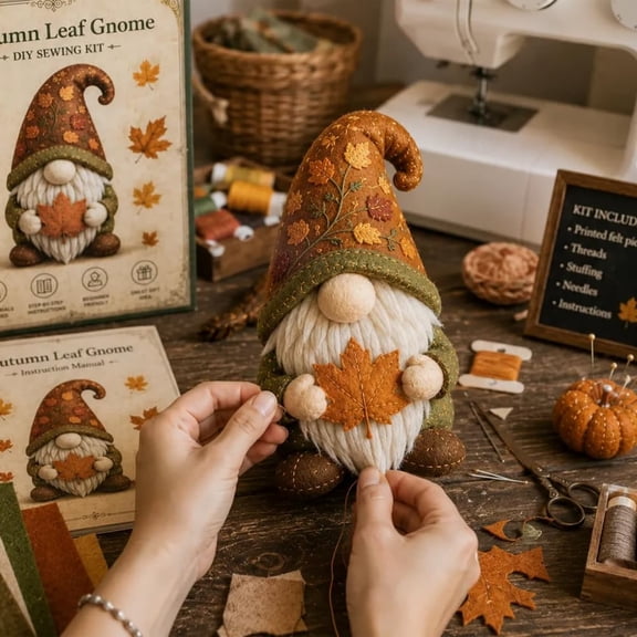 VVQ Knitting DIY Gnome Kit, Complete Yarn Set with Step-by-Step Video Tutorials, Adorable Gnome Craft for Beginners Holiday Decor, Festive Fiber Friend with Long Hat Pompom Beard for Christmas
