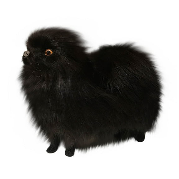 VVQ Lifelike Simulation Pomeranian Dog Model, Realistic Plush Dog with Skeleton Locking, Simulation Dog Doll for Gift Home Decor, Black