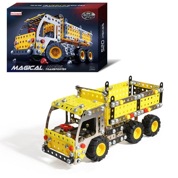 VVQ Metal Excavator Building Kit, 116 Pieces Construction for 8-12, Yellow Assembly Vehicle Set with Clear Instructions, Hands-On Engineering Model Car, Birthday Gift for Teenagers, Yellow