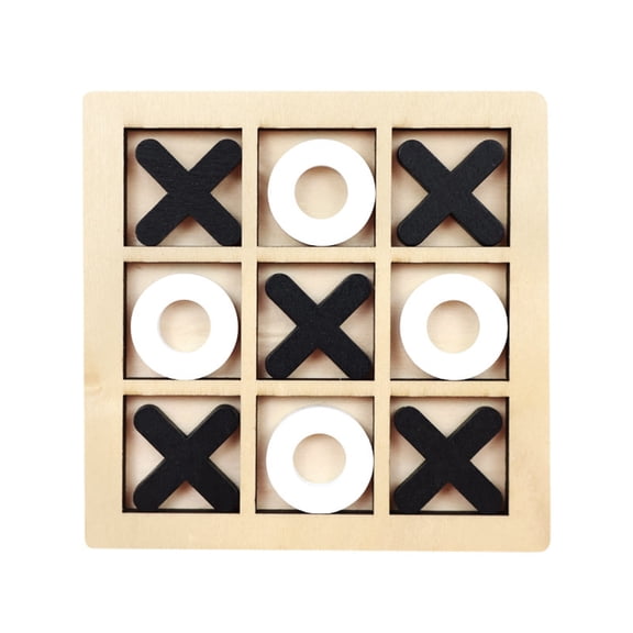 VVQ Noughts And Crosses Board Game Educational, Tic Tac Toe Wooden Game with Portable Mini Size, Noughts And Crosses Games for Family Gatherings Travel Party, Black