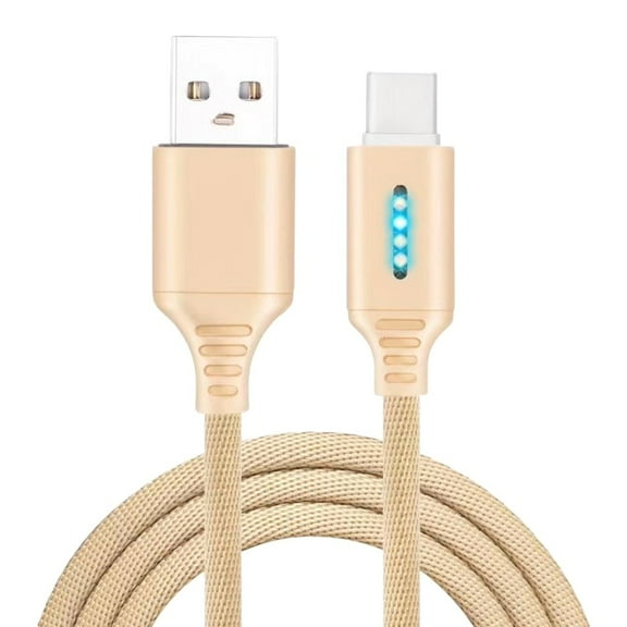 VVQ Nylon Phone Charging Cable Auto Cut Off, Fast Charging USB C Cable Intelligent Power Off, Type C Charging Cables for Smartphones with Overheat Protection 1m, Gold