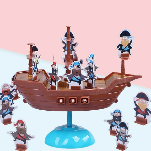 VVQ Pirate Boat Balancing Game, Ship Mutiny Board Game 2-4 Players, Balancing Pirate Ship with 16 Figures 10 Task Cards, Parent- Educational Competition Game Set