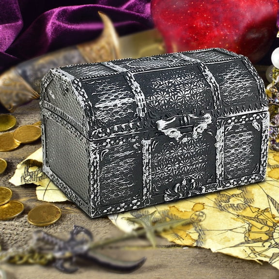 VVQ Pirate Treasure Box, Jewelry Decoration Accessories Sand, Portable Vintage Treasure Chest for Party Favors Storage, Sturdy Plastic Treasure Chest for Halloween Candy Xmas Gifts