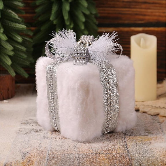 VVQ Premium Christmas Gift Box, Festive Christmas Tree Decorations Squares Box, Christmas Decorative Box for Home Party Mall Window 5.11in, White