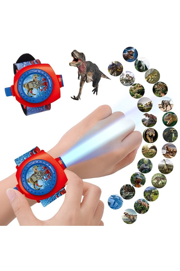 Projection Electronic Watch with 24 Dinosaur Images Funny Light Up, Dinosaur Projection Watch for with 24 Unique Designs, Learning Watches for Kindergarten Gift with Adjustable Strap