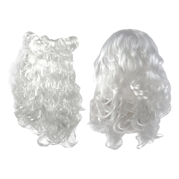 VVQ Realistic Deluxe Santa Beard and Wig Set, Soft Synthetic Santa Claus Beard and Wig for Christmas Costume, Santa Clause Beard Set for Holiday Party Performance