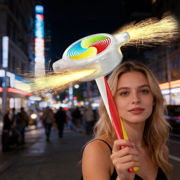 VVQ Remote Control Sparkler Spinner, Automatic Rechargeable Rotating Sparks Rod with LED Lights, Safe Flameless Celebration Party Gift for Adults, White