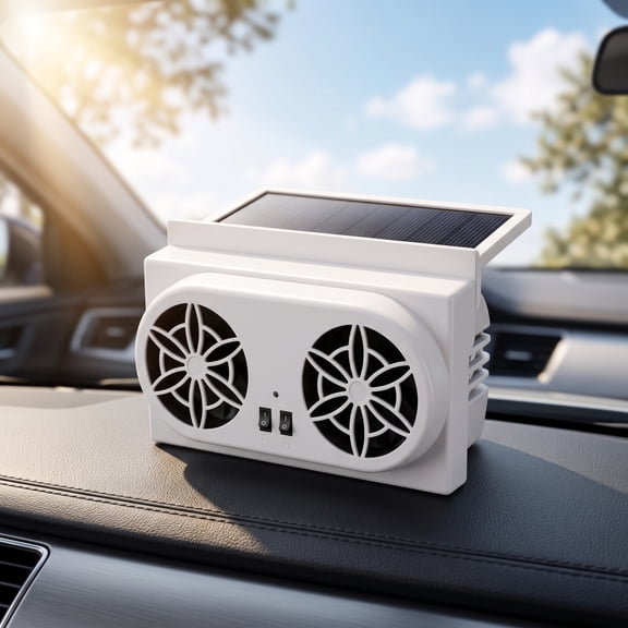 VVQ Solar Powered Car Exhaust Fan with USB Interface, 2 Pack Compact Window Mounted Air Circulator for Vehicle Interior, Quiet High Ventilator for Summer Heat Odor Removal Sedan SUV Truck