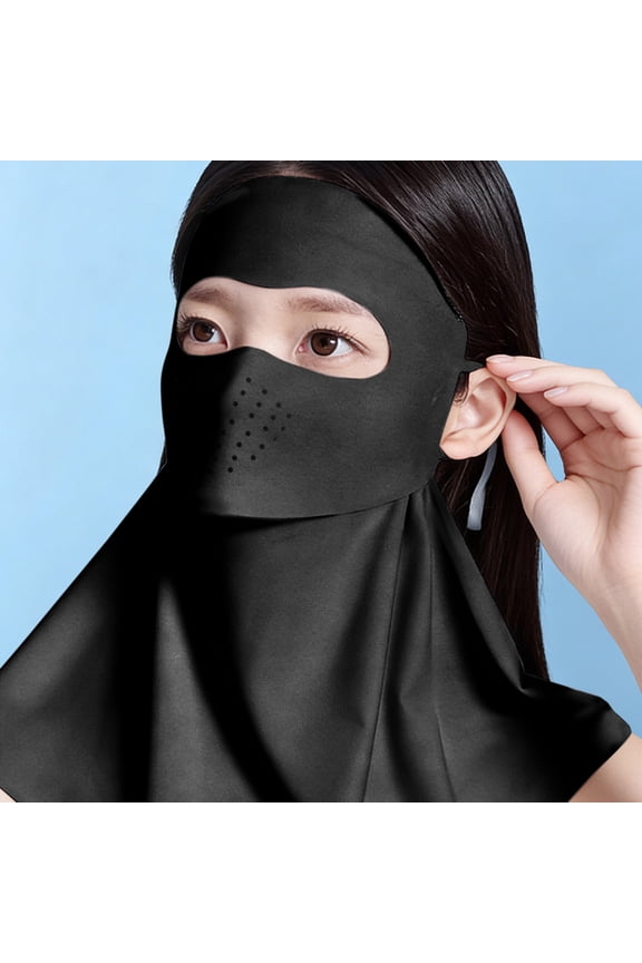 Sun Protection Face Mask Balaclava, Lightweight Breathable Neck Flap Shield Adjustable for Cycling Hiking Fishing, Drink Friendly UV Protection Hood for Men Women Outdoor Sports, Black