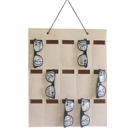 VVQ Sunglasses Organizer Storage Hanging Bag, 15 Slots Wall Pocket for Sunglasses, Scratch-Free Closet Organizer with Easy Slide-In Compartments