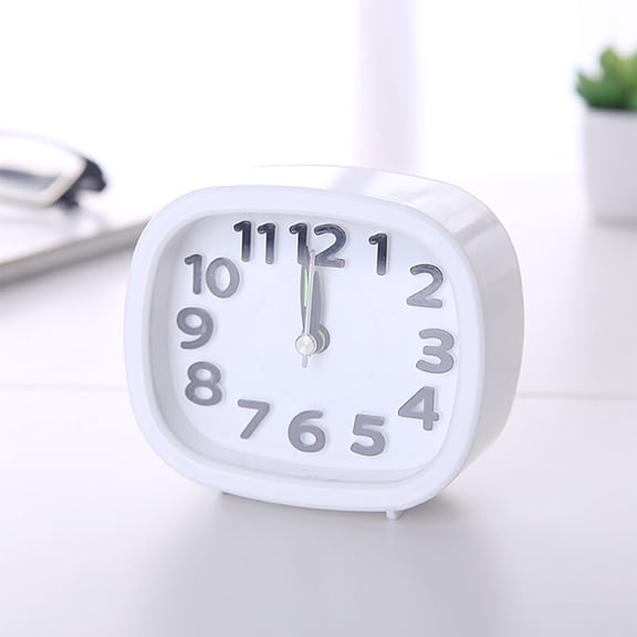 VVQ Travel Alarm Clock, Silent Compact Bedside Clock for Small Space, Cute Portable Desk Clock with Quartz Beep Alarm for Home Office Bedroom, White