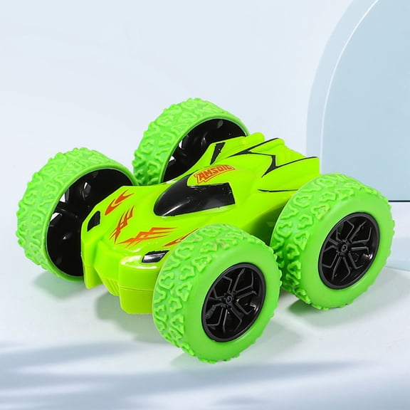 VVQ Two Sided Inertial Car, Friction Powered Push and Go Vehicle with Four Wheel Drive, Inertial Cars for with Durable ABS Construction, Green