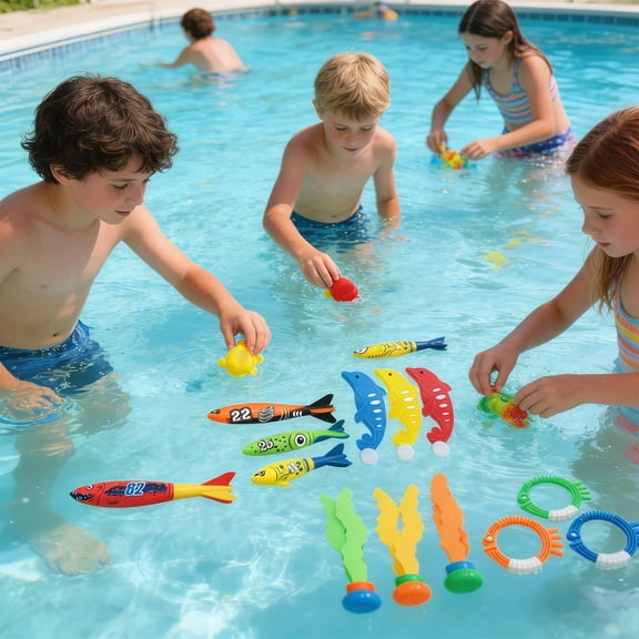 VVQ Underwater Diving Water Ring Seaweed Robbers, Sinking Pool for Swimming Training Treasure Hunt, Summer Gift for Parent- Interaction, Pool Accessories