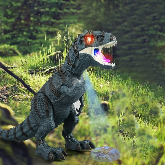 VVQ Walking Dinosaur Robot 14 Inch, Realistic Tyrannosaurus with Roaring Sound LED Lights Lays Eggs, Interactive Dark Blue Dinosaur Bedroom Playroom Gift