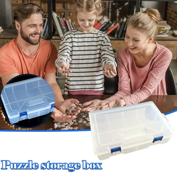 VVQ Waterproof Puzzle Storage Box with Transparent Cover, Portable Puzzle Organizer Case for 1000 Pieces, Puzzle Storage Containers for Home Use with Drop Resistance