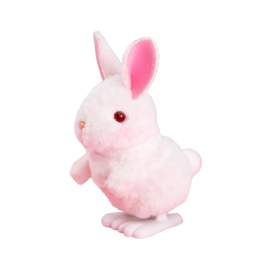 VVQ Wind-Up Bunny, Simulating Stuffed Bunny Doll, Safe Soft Clockwork Without Batteries, Eco-Friendly Plush Rabbit with Scarf for Birthday Gift, White