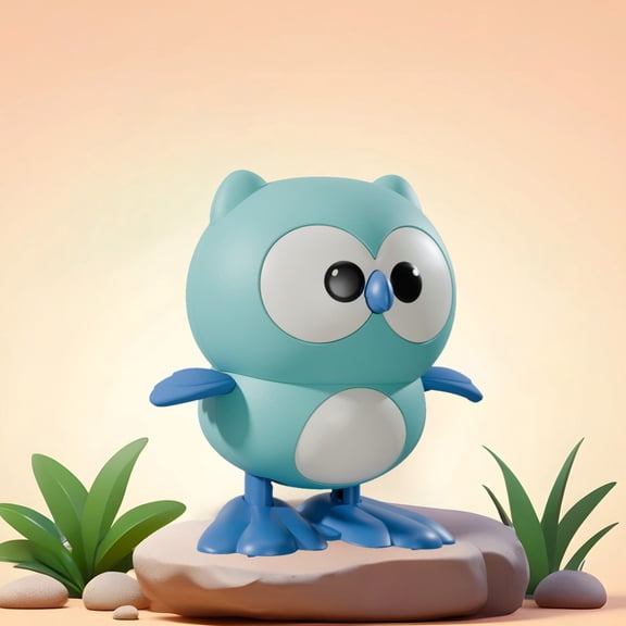 VVQ Wind Up Owl Jumping, 3.35 Inch Running Moving , Plastic Clockwork Owl for Hand Eye Coordination, Puzzle Enlightenment , Blue