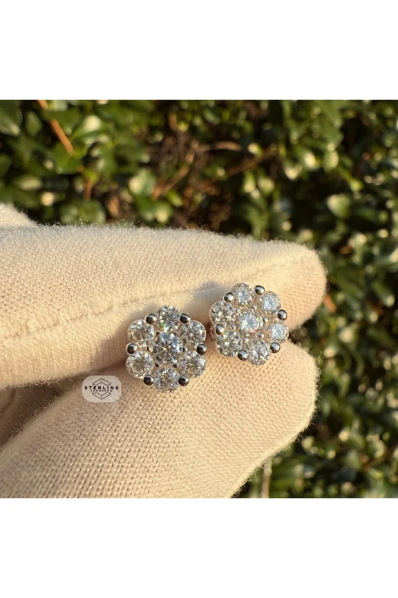 VVS D Total 8 Carat Moissanite 925 Sterling Silver Screwback Earring