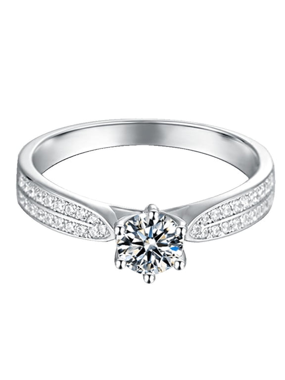 VVS Moissanite Promise Ring with GRA Certificate | 5mm Round Cut, Double Layer, 0.5 Carat