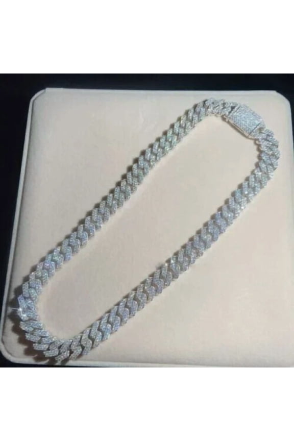 VVS1 12MMX22 Cuban Link Chain Real Moissanite 925 Sterling Silver PASS TESTER
