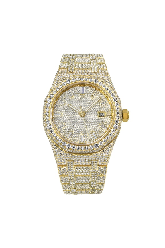VVS1 Lab Created Moissanite Men's Bustdown Iced Out Automatic Mechanical Hip Hop Watch, Comes with Gift Box