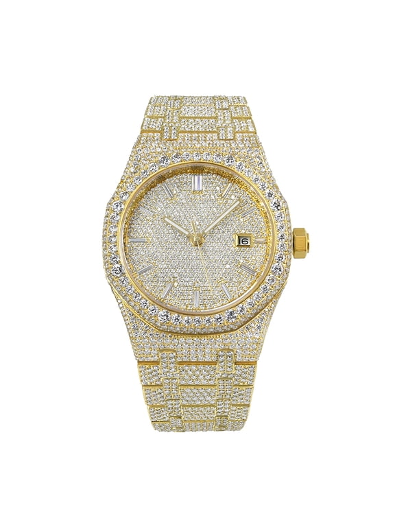 VVS1 Lab Created Moissanite Men's Bustdown Iced Out Automatic Mechanical Hip Hop Watch, Comes with Gift Box