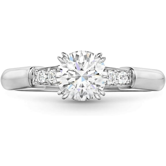 VVS1 Moissanite Diamond Ring Round Double Prong Ring Custom Engagement Ring 14K Solid White Gold Ring Bridal Promise Ring