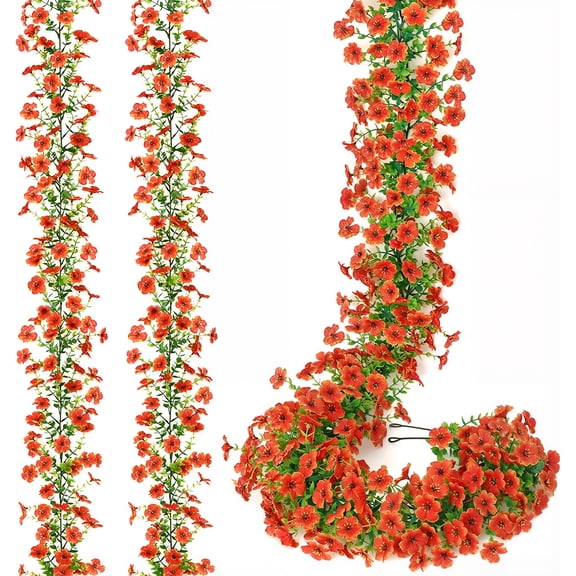 VVYXX 2-Pack 11.8FT Faux Wildflower Vines for Table, Wedding, Room & Party Decor, Orange