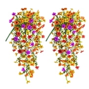 VVYXX 2 Pcs Artificial Hanging Flowers Outdoor Summer Fall Decor UV Resistant Fake Flower Plant Outside Garden Porch Patio Wedding Decor,Multicolor