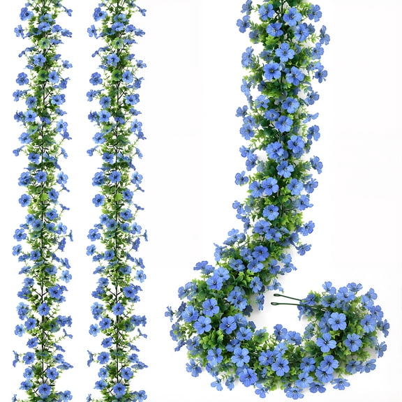 VVYXX 4-Pack 23.6FT Faux Wildflower Vines for Table, Wedding, Room & Party Decor, Blue