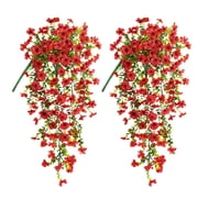 VVYXX Artificial Hanging Flowers 2 Pcs Fake Flowers Faux Plants Outside Indoor Spring Summer Decoration f Home Garden ,RED