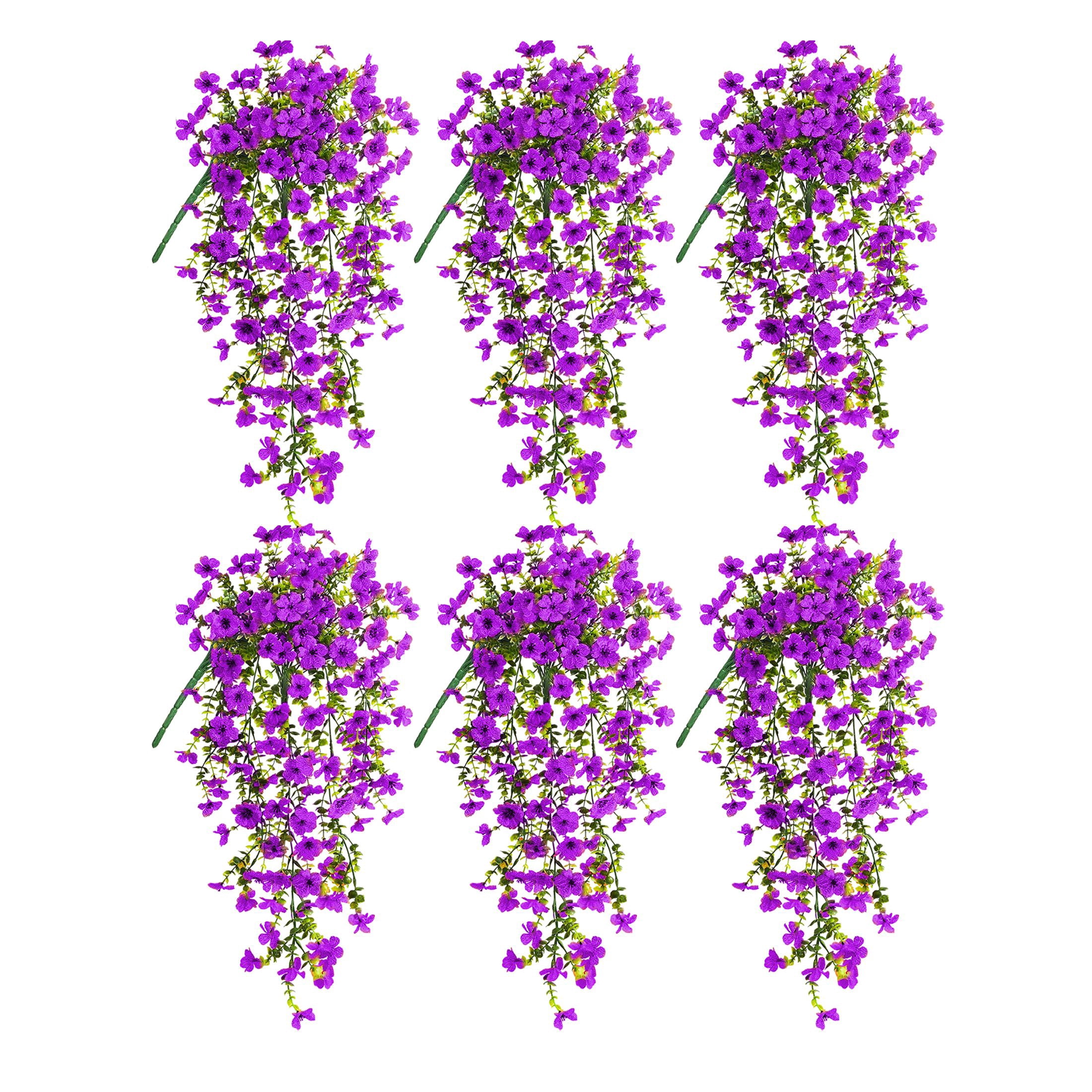 VVYXX Artificial Hanging Flowers 6 Pcs Fake Flowers Faux Plants Outside Indoor Spring Summer Decoration f Home Garden ,PURPLE
