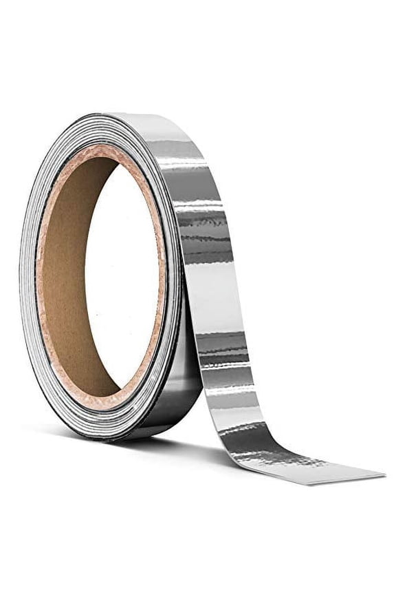 Gloss Silver Chrome Air-Release Vinyl Adhesive Tape Roll (1/2 Inch x 30ft)