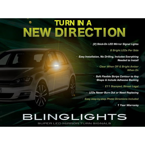 VW Golf Side Mirrors LED Turnsignal Indicator Light Kit Mirror Blinkers Turn Signals