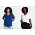 thumbnail image 1 of Terra & Sky Women's Plus Size V-Neck Tee with Short Sleeves, Size 0X-5X, 1 of 3