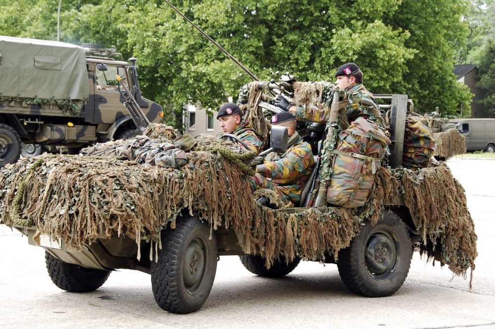 VW Iltis Jeeps used by scout or recce teams from the Belgian Army Canvas Art - Luc De JaegerStocktrek Images (17 x 12)