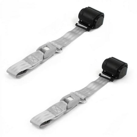 VW Karmann Ghia Standard 2 Point Gray & Grey Retractable Bucket Seat Belt Kit - 2 Belts