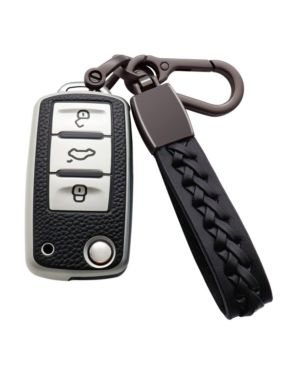 for VW Key Fob Cover Premium Soft TPU with Keychain Key Case Shell 360 Degree Protection Compatible with VW Volkswagen Jetta Golf Polo MK6 Passat Tiguan Beetle 3 Button